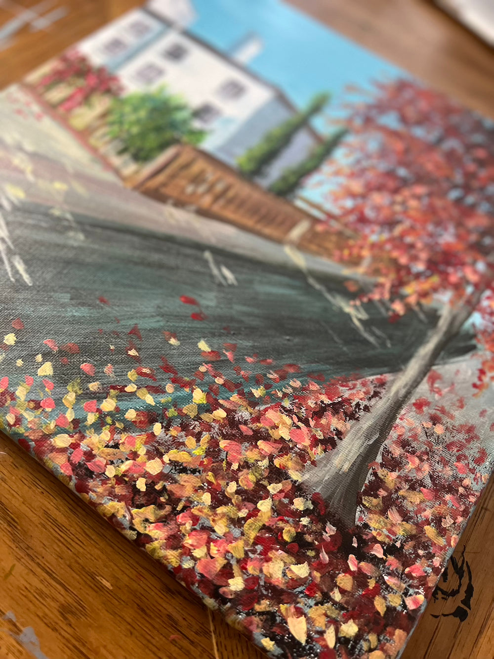 Inviting fall urban landscape art