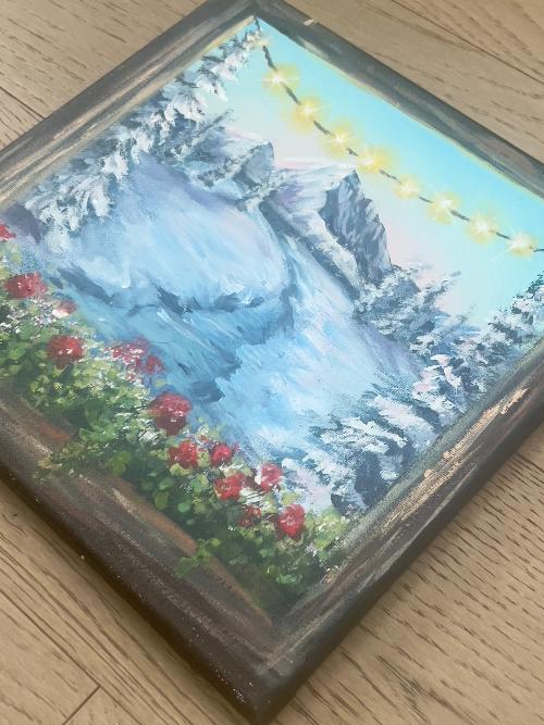 acrylic painting of a festive scene-side view