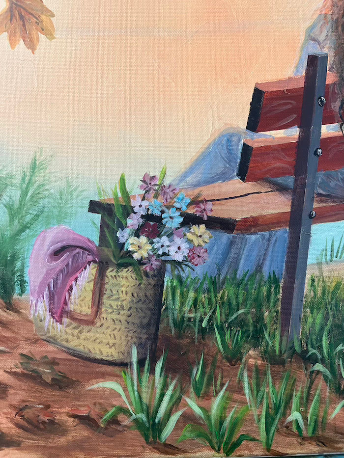 Flower basket painting on canvas
