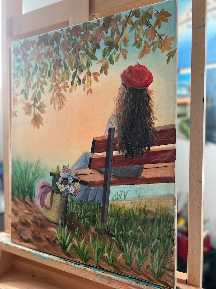 side view of a fall dreamy painting