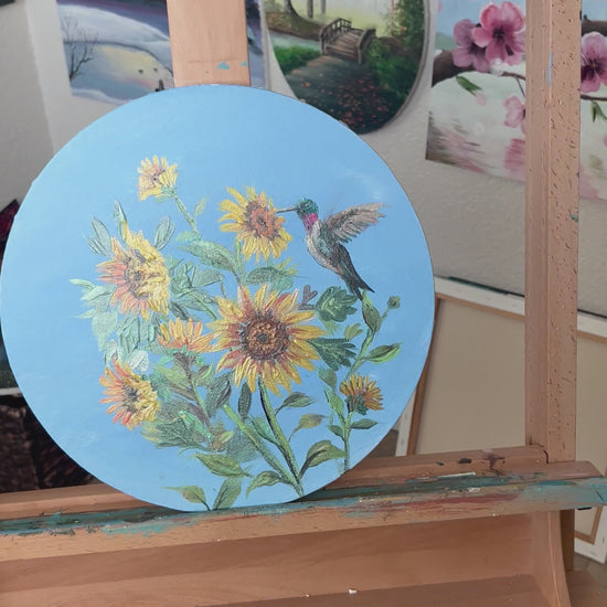 Textured and metallic painting of flowers